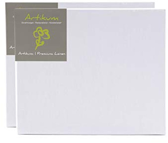 ARTIKUM 2X Premium LEINEN 40x50cm | Leinwände auf Keilrahmen 40 x 50 cm | 100% Leinentuch ±430gsm dreifach grundiert, malfertige bespannte Keilrahmen mit Leinwand