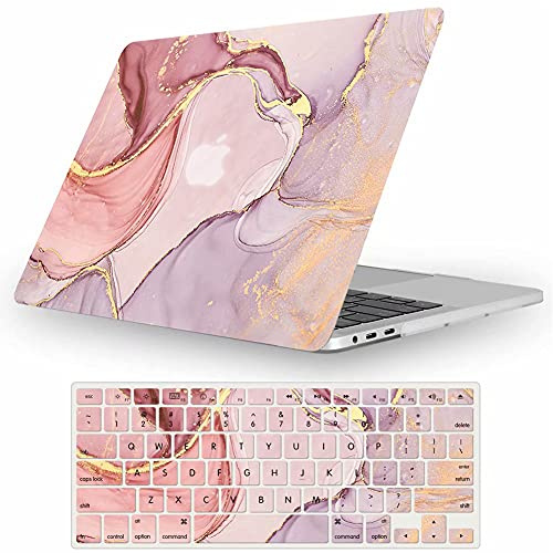 Fancity Compatible avec MacBook Air 13 sortis en 2020, 2021 M1 A2337 A2179 A1932, Coque de Protection Rigide en Caoutchouc et Protecteur de Clavier pour Mac Air 13 avec Touch ID (2018-2021), marbre