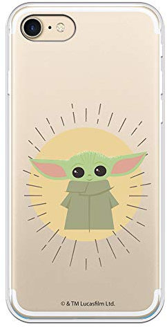 Schutzhülle für iPhone 7, iPhone 8, iPhone SE 2020, offizielle Kollektion The Mandalorian Baby Yoda, Silhouetten zum Schutz Ihres Handys. Flexible Silikonhülle mit offizieller Star Wars-Lizenz.