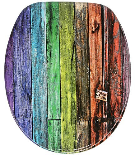 Sanilo Abattant WC, Grande sélection de lunettes de toilette, Finition de haute qualité, Charnières robustes, Fixation facile (Rainbow)