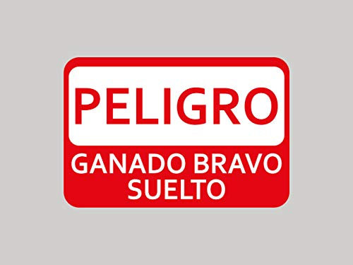 Oedim Pack 2 Señales de Peligro Ganado Bravo Suelto | 30x20cm | Finca Privada, Coto Privado, Caza Activa | Señaletica en Material Aluminio Blanco Resistente de 3mm | Duradera y Económica