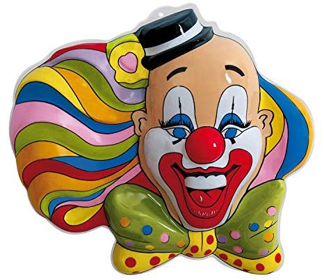 NET TOYS Originelle Wanddeko Geschminkter Clown 54 cm - Lustige Party-Dekoration Raumdeko Harlekin - Bestens geeignet für Karneval & Fastnacht