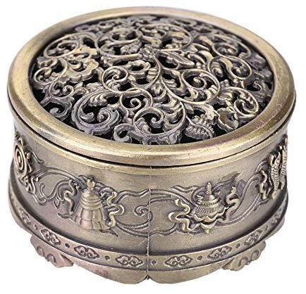 HERCHR Soporte para Quemador de reflujo, incensario de aleación Antigua, Soporte para Quemador de Incienso de carbón, Cuenco colector de Cenizas, decoración del hogar(Bronce)