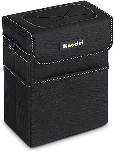 K KNODEL - Papelera impermeable para coche, con tapa, bolsa de basura para coche, a prueba de fugas, bolsa de almacenamiento para coche (negro, grande)