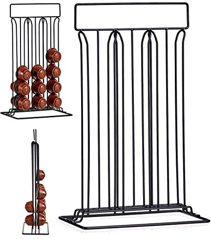 TIENDA EURASIA® Dispensador de Cápsulas Dolce Gusto - Capacidad para 36 Cápsulas - Fabricado en Acero Negro Mate (Dolce Gusto 10 x 38 x 24,8 cm)