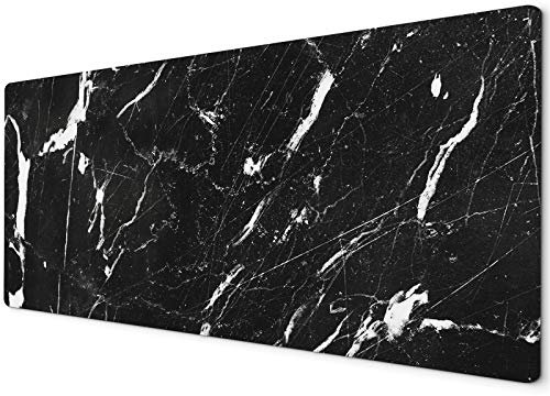 900 x 400 XXL Mouse Pad - Black White Marble Effect Abstract