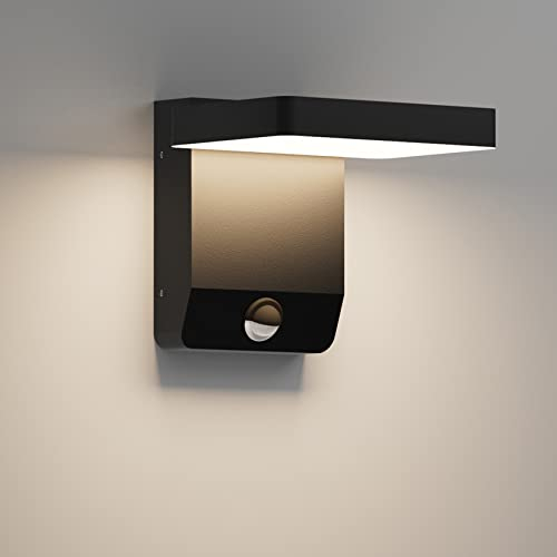 K-Bright außenlampe mit bewegungsmelder, Aussenleuchte Mit Bewegungsmelder Außenlampe LED Wandleuchte Aussen für Balkon, Garten IP65 wasserdicht schwarzschwarz
