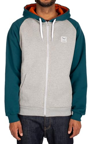 IRIEDAILY Herren Hoodie DE College 2 Zip Bio-Baumwolle Regular Fit Grey-Mel.