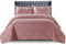 Quilted Bedspread Bed Throws for Room Decor - Quilted Fabric Embossed Striped Pattern Ruffle Design Reversible Quilt Bedspreads Coverlets with Hypoallergenic Pillow Cover (Super King, Ruffle Rose)