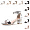 Hitmars Sandali Donna Tacco Medio Sandali Zeppa Cerimonia Cinturino alla Caviglia Scarpe Eleganti Punta Aperta Slingback Estive Blocco 6CM 1 Argento Taglia 39