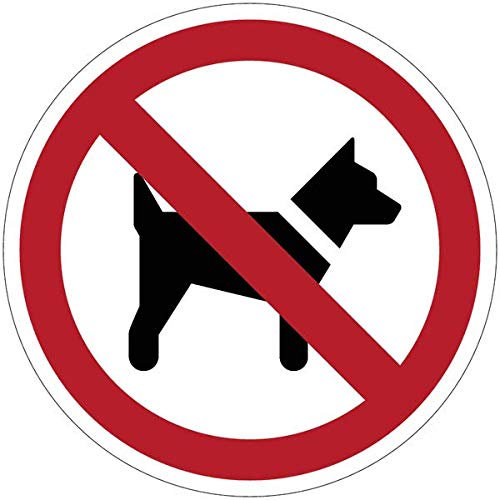 NEW CARTELLO SEGNALETICO ROTONDO - Divieto di accesso ai cani - Adesivo Extra Resistente, Pannello in Forex, Pannello In Alluminio (ADESIVO 20 CM)