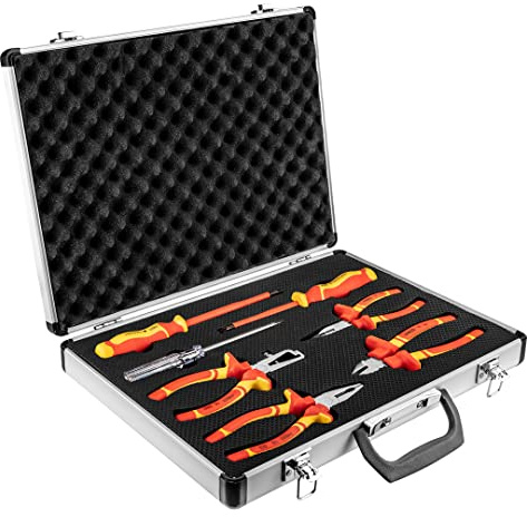 NEO TOOLS Zangen- und Schraubendreher-Set 1000 V, 7 Elemente, Zweikomponentenhandgriff, für den Betrieb unter Spannung bis zu 1000 V, TÜV-Zertifikat, 25-jährige Garantie