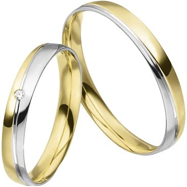 JC Trauringe 925 Silber vergoldet Paar-Preis I Eheringe mit kostenfreier Gravur I Partnerringe 3,0mm breit inkl. Etui I Herren-Ring ohne & Damen-Ring mit Zirkonia-Steinen I Größe 45 bis 76 I MT11-GP
