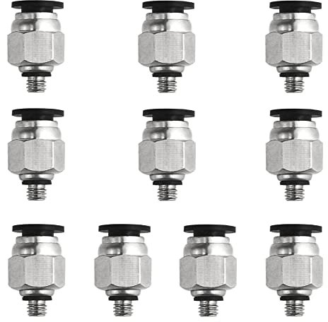 XINMEIWEN Lot de 10 raccords pneumatiques M5 PT 5 mm filetage mâle 6 mm PC6-M5