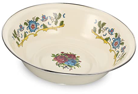 Cabilock Bol à Soupe Émaillé Rétro Bassin Multifonctionnel Pour Cuisine Pour Mélanger Laver Fruits Et Légumes Émail Pratique Et Élégant