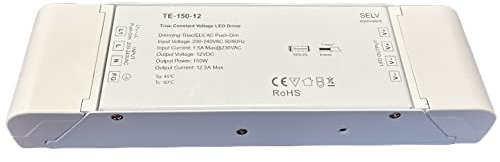 LEDLUX Trasformatore Dimmerabile, 12V 150W, Alimentatore CV, Triac ELV Pulsante N.O. (Push Dimmer), Varialuce Su 220V, Per Striscia Led 12V