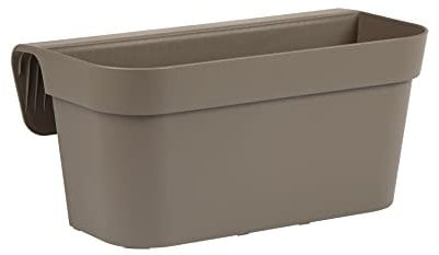 Nicoli vaso da balcone Arké Balcony, balconiera in resina cm 40x23x18h, fioriera autoportante per parapetto (tortora)