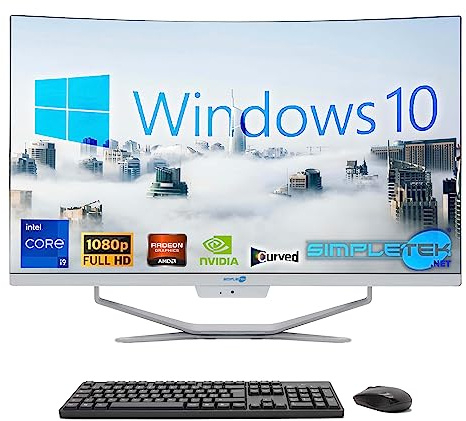 SIMPLETEK All in One Computer 27 Zoll Curved | Prozessor Intel i9 10 Gen | Grafikkarte GT730 4 GB | Windows 10 | 16GB RAM 960GB SSD | Ideal für Grafik, Gaming, Arbeit
