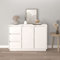 Homgoday Sideboard Mehrzweckschrank Kommode Mit 2 Türen und 3 Schubladen Schubladenkommode Mehrzweckschrank für Flur Schlafzimmer Wohnzimmer Weiß 111x34x75 cm Massivholz Kiefer
