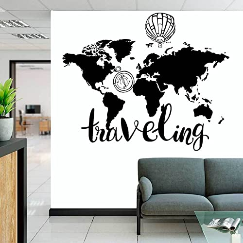 WEIMEIJIE Kompass und Berg Vinyl Wandaufkleber Reise Abenteuer Kompass Raumdekoration 51x42 cm