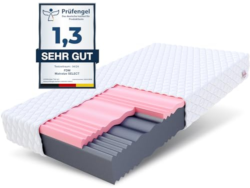 FDM Select MAX Matratze 160x200 cm Kaltschaum Höhe 18 cm Härtegrad H3 und H4 Visco-Schaum Öko-Tex Allergikergeeignet Jersey Bezug Waschbar