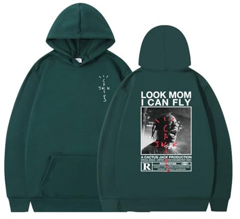 EVERLUCK Travis Hiphop-Kapuzenpullover für Herren, Aufschrift Highest in the Room, Sweatshirts, Jack-Look, Mom I Can Fly Scott Rap-Fans, Hoody Pullover, 10 Hiphop Jack, XL