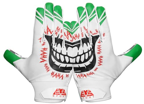 Exotic Sports Wide Receiver Football Gloves for Kids | Boys and Adults | Super Sticky Tacky Grip American Football Gloves (Young Large)