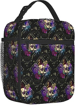Magische Welt – Brotdose für Damen und Herren, Motiv: psychedelische Pilze, Totenkopf-Design, Snack-Tasche für Arbeit, Picknick, Grillen, kompakter Lunch-Behälter, schnelle und einfache Organisation