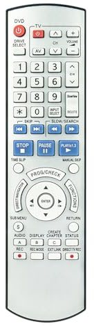 VINABTY New EUR7659YC0 Remote Control Replacement fit for PANASONIC DVD/TV Recoder EUR7659YC0 Remote Controller