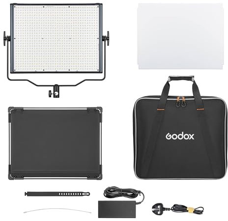 GODOX LDX100Bi Bi Colour Panel Light With BD-100 Barndoor - 120W, 2800-6500K, 11 Lighting FX Presets, 32 Channels, Mains & Battery Powered, CRI 96, TLCI 96,
