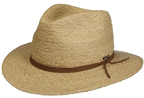 Stetson Chapeau de Raphia Classic Traveller Femme/Homme - d'été Soleil en Paille avec Bandeau Cuir Printemps-été Été - XL (60-61 cm) Nature