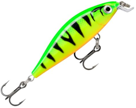 Rapala X-Light Minnow Angelköder, Größe: 5cm/4g, sinkender Süßwasserköder, Schwimmtiefe: 0,6-0,9m, Angelgerät aus Kunststoff, Fire Tiger FT