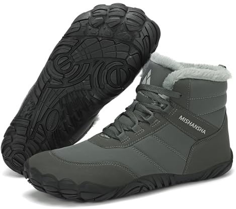 Mishansha Bottes de Neige pour Homme Femme Hiver Gris Foncé 46EU