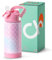Choco Mocha Girls Water Bottle Kids Stainless Steel Water Bottle Metal Water Bottle with Straw Leak Proof Insulated Bottle for School BPA Free Double Wall 450ml/14Oz, Pink Mermaid