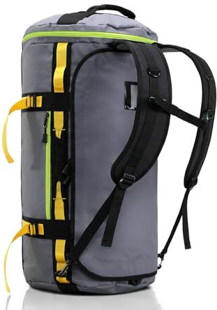 Haimont Large Duffle Backpack Bags Man with Shoe Compartment, Heavy Duty Travel Duffel Bag for Water-resistant, Camping, Gym, Sport, Weekender, 60L, Grey