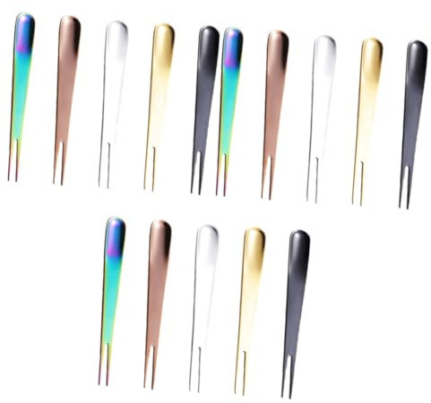 Amosfun 15 Piezas Tenedores De 2 Puntas Tenedores De Aperitivo Pequeños De Frutas a Granel Cubiertos Tenedor Para Servir Tenedor De Puntas