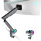 ARES WING RGB Single Monitor Arm Desk Mount for 17-45 inches Flat and Curved Monitors, Holds 35.2 lbs Heavy Duty, Adjustable Ultrawide Monitor Arm with Clamp & Grommet Base, 75/100 VESA Mount, Gray