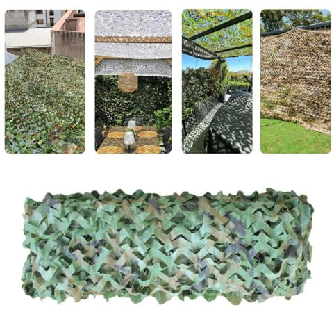 LHKveritas Tarnnetz 1.5 x 2 M / 5 X 6.56 FT Camouflage Netz Woodland Armee Tarnung Net für Deko Waldlandschaft Jagd Sichtschutz Outdoor Camping Garten Größen