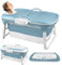 Faltbare Badewanne Erwachsene 128x62x52 cm, Mobile Badewanne Faltbar mit Abdeckung, Tragbare Faltbare Badewanne Seifenkorb, Massage Rollen, Ideal für kleine Badezimmer
