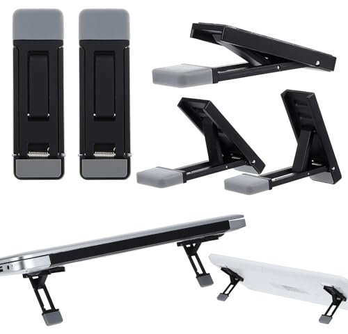 AOZUO 2 Pack Mini Supporto per Laptop Supporto per Tastiera, 3 Livelli di Altezza Regolabile Pieghevole Portatile Piccolo con Base in Silicone Antiscivolo per Tutti i Laptop e Tastiera (Nero)