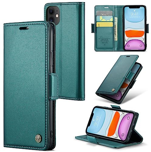 Rerzoiro Handyhülle für iPhone 11 Hülle, Premium PU Lederhülle Klappbar Flip Case [RFID Blocker] Tasche Magnet Kartenfach Klapphülle Schutzhülle für iPhone 11, Türkis