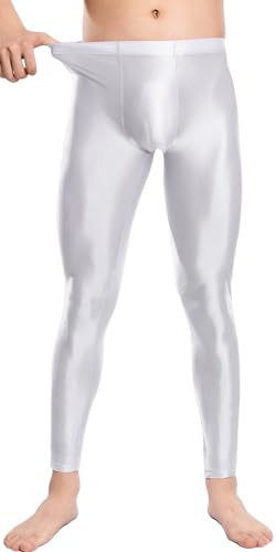 AIEOE Herren Leggings Öl Glänzend Tights Hose Stretch Glatte Hose Übergröße Glossy Strumpfhosen Slim Fit Lange Pants M-XXL