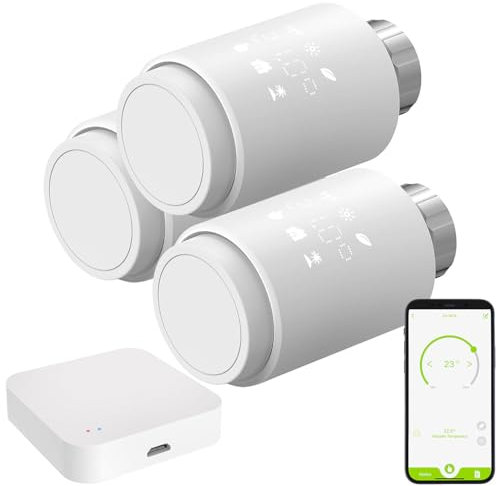 revolt Thermostat Gateway: 3er-Set smarte Heizkörperthermostate mit Display, App, ZigBee-Gateway (Heizkörper Thermostat Digital, Heizkörper Thermostat WiFi)