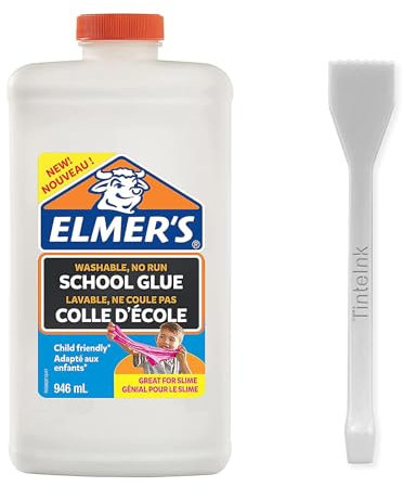 Elmers Liquid Glue White Wasahble + Includes Tinte Ink Spatchula (Large (946ml))