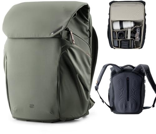 PGYTECH OneGo 2 Camera Backpack 20L with Laptop ipad Compartment, Water-Resistant Camera Bag for Urban & Travel Photography Compatible with Sony/Canon/Nikon/DSLR/SLR Mirrorless Cameras, Pine Green