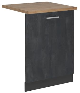Vicco Panel Frontal del lavavajillas R-Line, Hormigón Negro, 60 cm, ET Roble