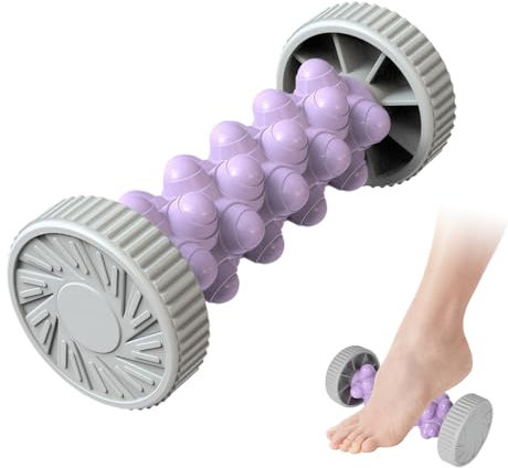 Schmerzen Massager Roller Utensilien für Fußmassage, Massagerolle Fußmassage Gummimassagerolle, Fußmassagerolle Tragbarer Muscle Roller Stick Fussroller Massage für Plantarfasziitis Stressabbau (Lila)