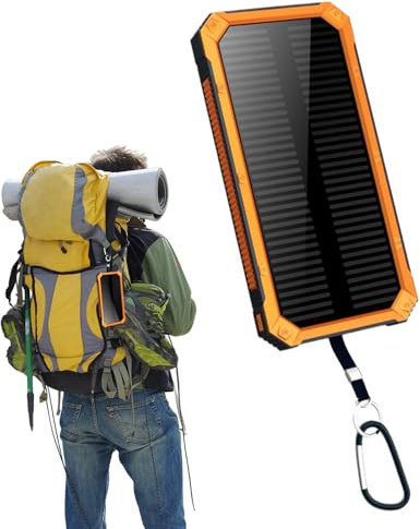 Batterie Externe Solaire, Batterie Portable Universelle, Chargeur sans Fil 20000mAh avec Lampe Torche pour Randonnée et Extérieur