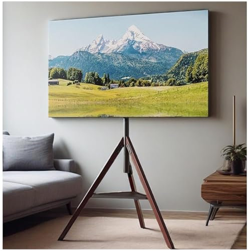 Portable TV Floor Bracket Stand, LCD TV Stand Tripod Mount with Shelf, for 32-75 Inch TV, Adjustable Height, Up To 50kg