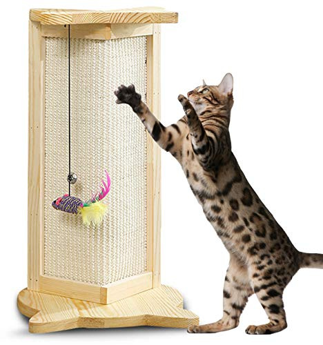 Wandmontierte Kratzsäule, Katzenkratzpad Sofa Ecke/Möbelschutz, Holz Heavy Duty Anti-Hanging Natural Sisal Cat Scratch Pad Anti-Suspended Platzsparende Kratzsäule